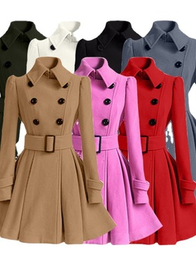 Winter Thickened Women Jacket Mid length Coat lady毛呢大衣女