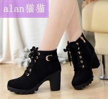 Martin boots high heels shoes women leather shoe girl boot女