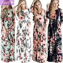 Bohemia Maxi Dresses Women printed flowers Long girl Dress裙