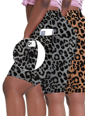 new Women's high waisted yoga leggings leopard pants  shorts