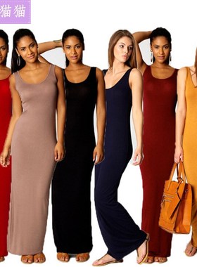 2021 summer long vest dress women causal beach maxi dresses