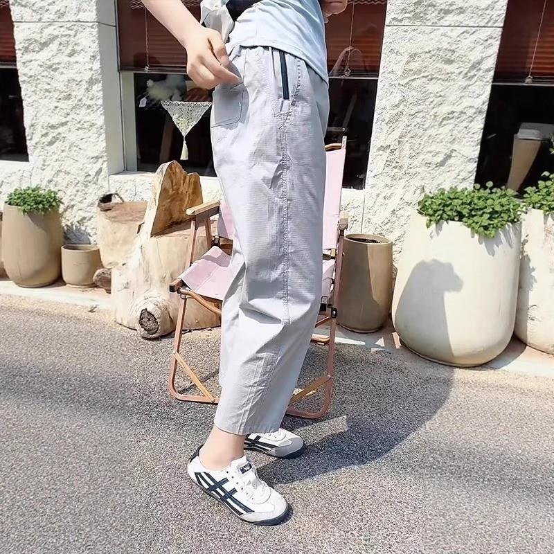 大码女装百搭松紧高腰遮胯宽松九分裤2025新款胖MM休闲哈伦萝卜裤