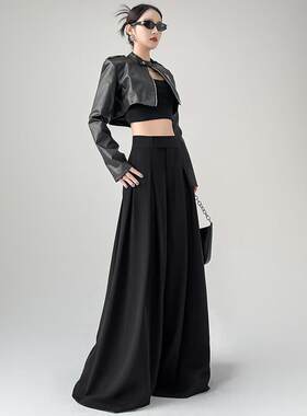 175加长高级感西装阔腿裤女春秋高个子180超长版垂感休闲拖地裙裤