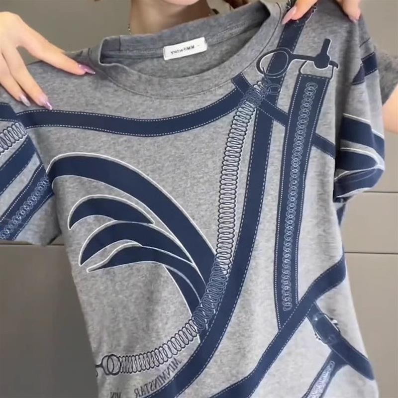 今年新款2025夏大码纯棉灰色正肩短袖t恤女修身显瘦休闲百搭上衣