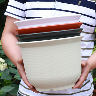 塑料特大号北欧风格 花盆厂家直销创意阳台圆形加厚防陶瓷绿萝花盆