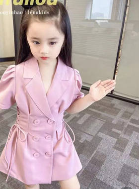 短袖洋气女童夏季收腰连衣裙