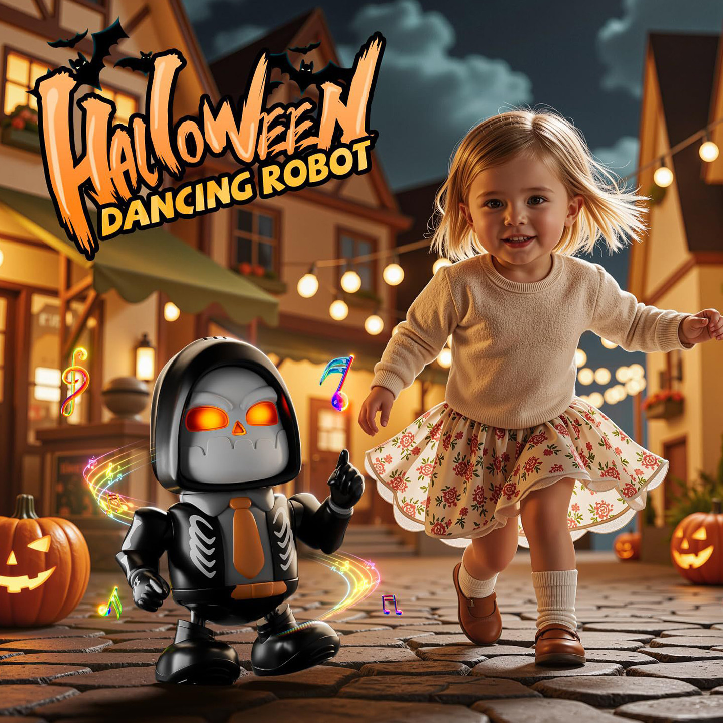 万圣节骷髅会跳舞机器人音乐灯光电动南瓜圣诞节礼物儿童玩具男孩