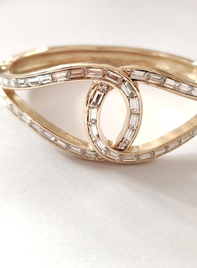 气质镶钻弹簧开口手镯欧美时尚百搭学生女个性金属手腕饰品潮人01