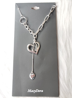 气质简约ab款项链欧美时尚百搭学生女式金属爱心坠 短款锁骨链V33