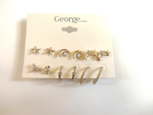 气质简约镶钻耳钉星月耳圈六对组合套装时尚百搭学生女式耳饰品A9