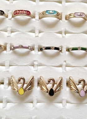 气质简约滴釉镶钻戒指指环欧美时尚百搭学生女个性金属质感潮人15