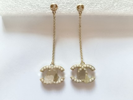 做旧简约长款耳钉925银针气质夸张耳环个性耳饰仿珍珠暗金色女A51