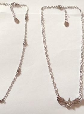 做旧银色翅膀吊坠项链锁骨链女气质简约百搭学生个性金属短款潮02