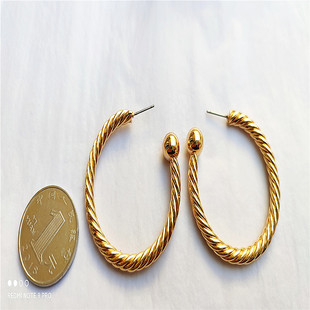 螺旋纹金色耳钉气质夸张开口耳圈耳钉时尚百搭个性潮人女创意耳饰