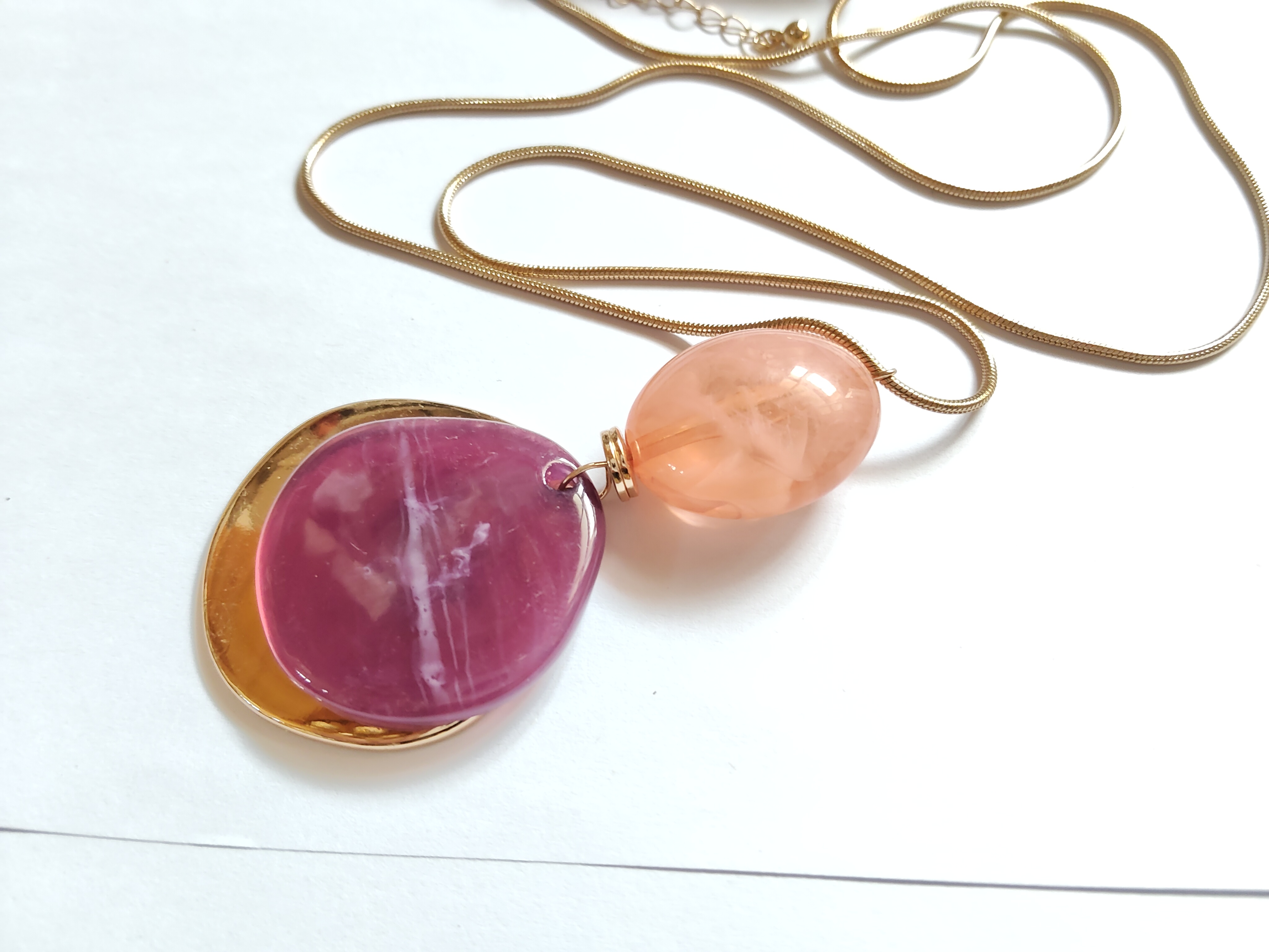 气质简约百搭时尚潮流长款女项链毛衣链欧美风树脂金属吊坠潮人L7