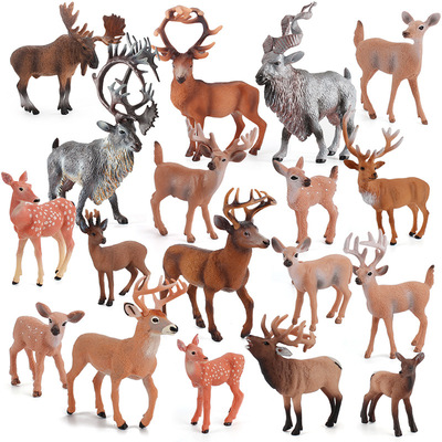 森林野生动物模型仿真实心梅花鹿驯鹿创意儿童认知多款鹿动物摆件