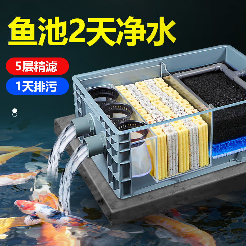 鱼缸上置过滤器鱼池水循环系统鱼塘生态净水设备水池周转箱过滤