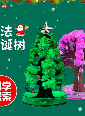 魔法圣诞树儿童圣诞节玩具纸树魔法浇水开花结晶树科学实验圣诞树