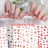 洛丽塔兔子美甲贴纸2025新款 蝴蝶结兔兔爱心小图案儿童卡通指甲贴