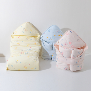童泰初生婴儿包被春秋纯棉新生儿抱被新款 150克夹层保暖防惊跳
