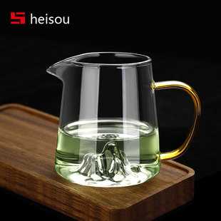 高档高端分茶杯 观山公道杯玻璃加厚功夫分茶器带茶滤一体茶漏套装