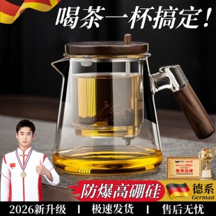 德国精工飘逸杯茶水分离泡茶壶2026新款高端玻璃茶壶器加大耐高温