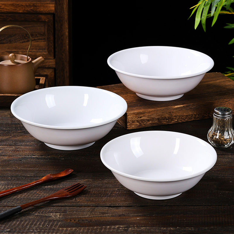 白色仿瓷反口碗密胺米饭碗商用早餐店专用豆浆碗胡辣汤碗馄饨碗