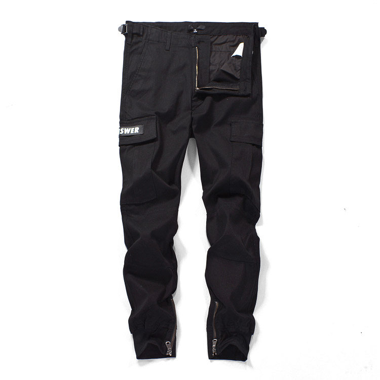 掌柜推荐靓仔束脚裤休闲男裤黑色男长裤腰头可调百搭九分裤黑裤子