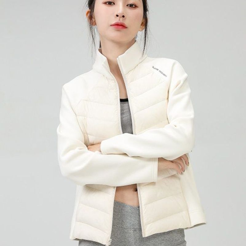 lulu同款90白鸭绒轻薄羽绒服女拼接立领户外运动瑜伽服新款短外套