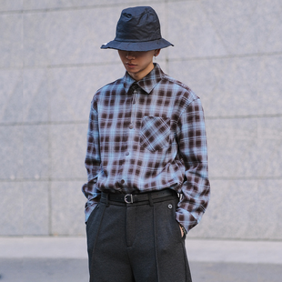 衬衣内搭叠穿 免烫抗皱日系休闲长袖 DICEOFF法兰绒格子衬衫 情侣款