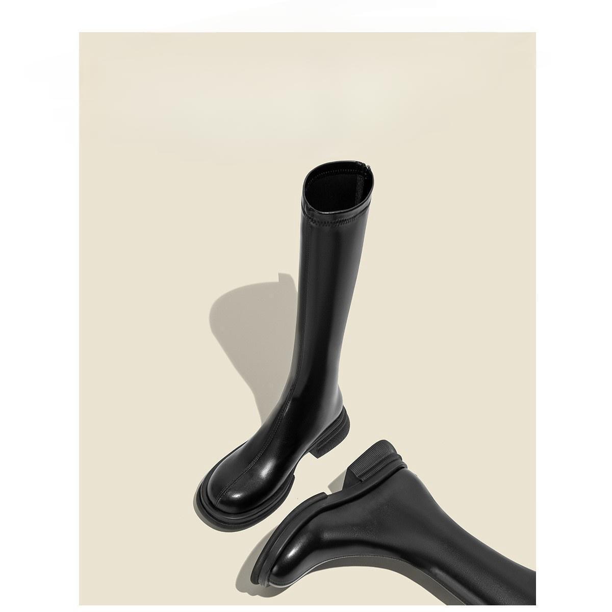 长筒靴女2024秋冬新款内增高显瘦骑士靴高筒长靴