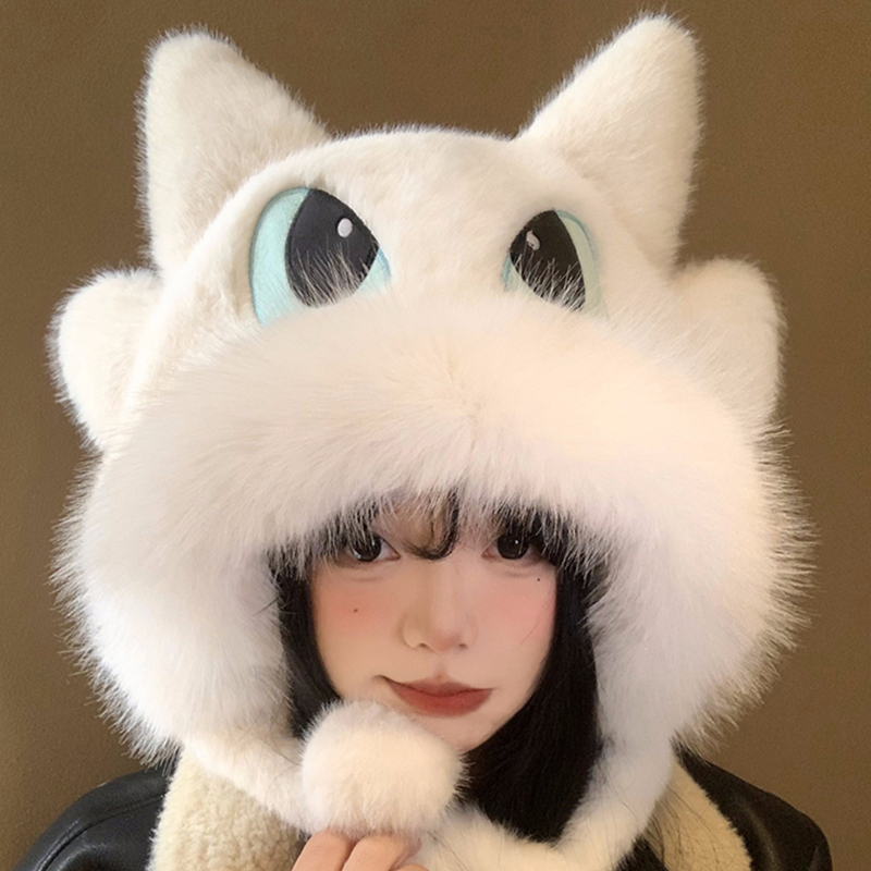 无牙仔毛绒帽子女秋冬季2024新款