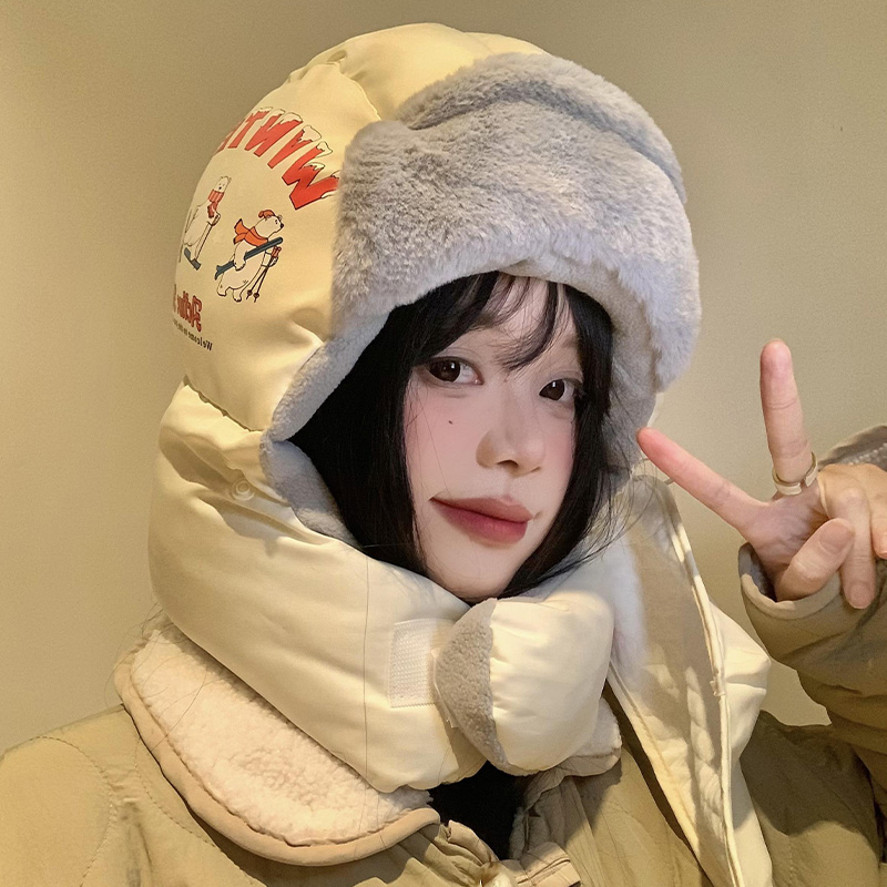 小熊护耳雷锋帽面罩骑行滑雪