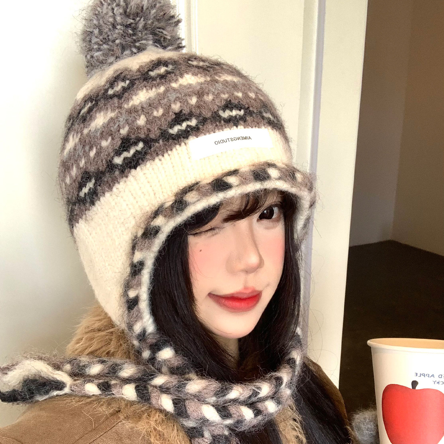 费尔岛风毛球护耳毛线帽女秋冬季显脸小百搭保暖防寒针织雷锋帽子,服饰配件/皮带/帽子/围巾,帽子,淘宝优惠券,粉丝福利购,淘宝优惠卷