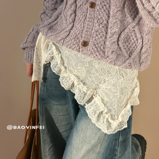 白色蕾丝屁帘芭蕾风女2026新款 子搭配 叠穿层次感绑系裙摆百搭配裤