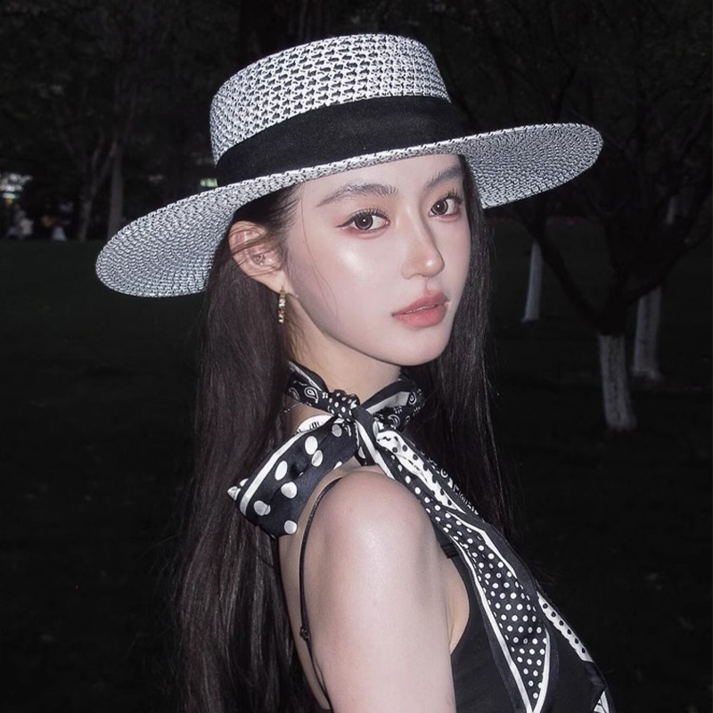 老钱风平顶草帽女士时尚气质礼帽
