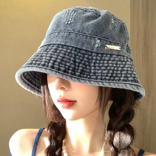 水洗牛仔渔夫帽女春夏季日系百搭