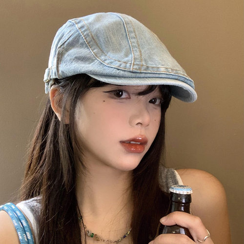 水洗牛仔前进帽日系复古显脸小