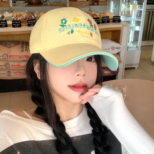 花朵刺绣棒球帽女韩版百搭大头围