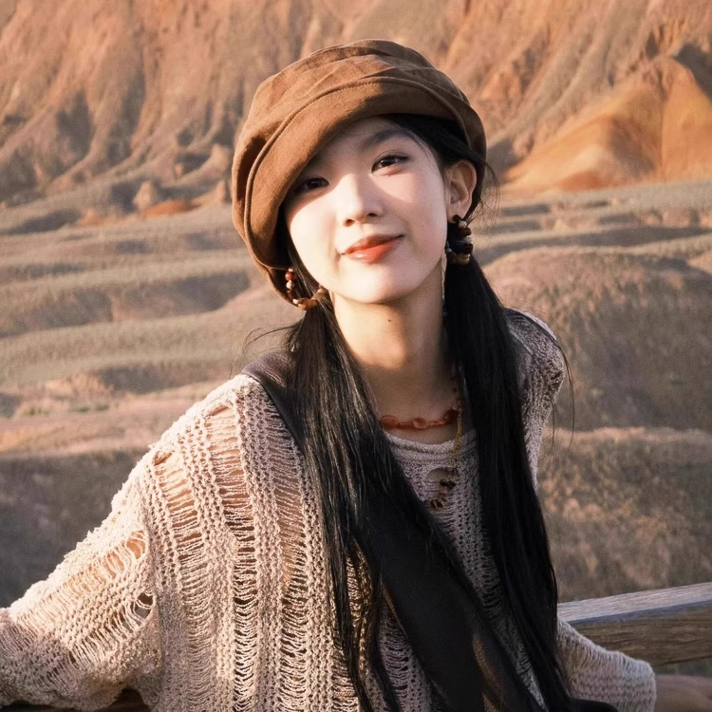 亚麻复古云朵贝雷帽轻薄透气日系