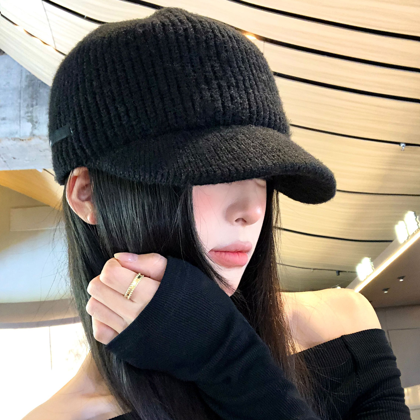 赵露思同款平顶针织鸭舌帽显脸小