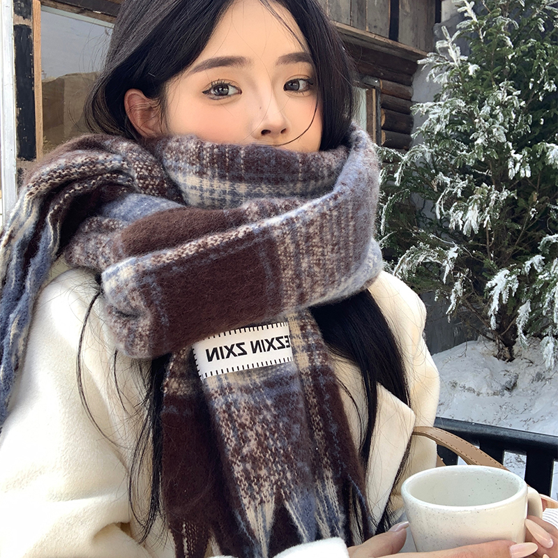 美拉德格子围巾秋冬季韩系氛围感