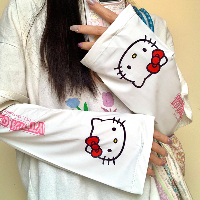 三丽鸥HelloKitty防晒袖套女夏季防紫外线宽松遮阳冰袖开车电动车