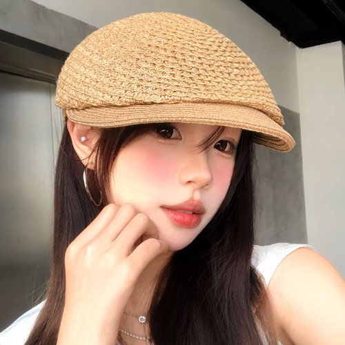 镂空草编鸭舌前进帽女2026新款