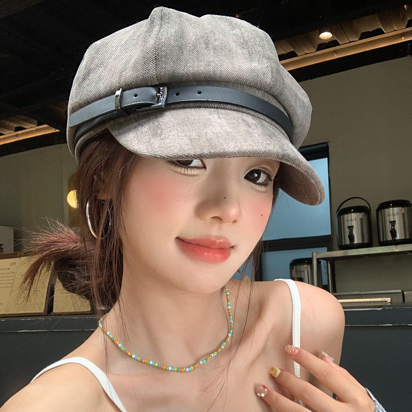 皮带扣贝雷帽日系复古显脸小百搭