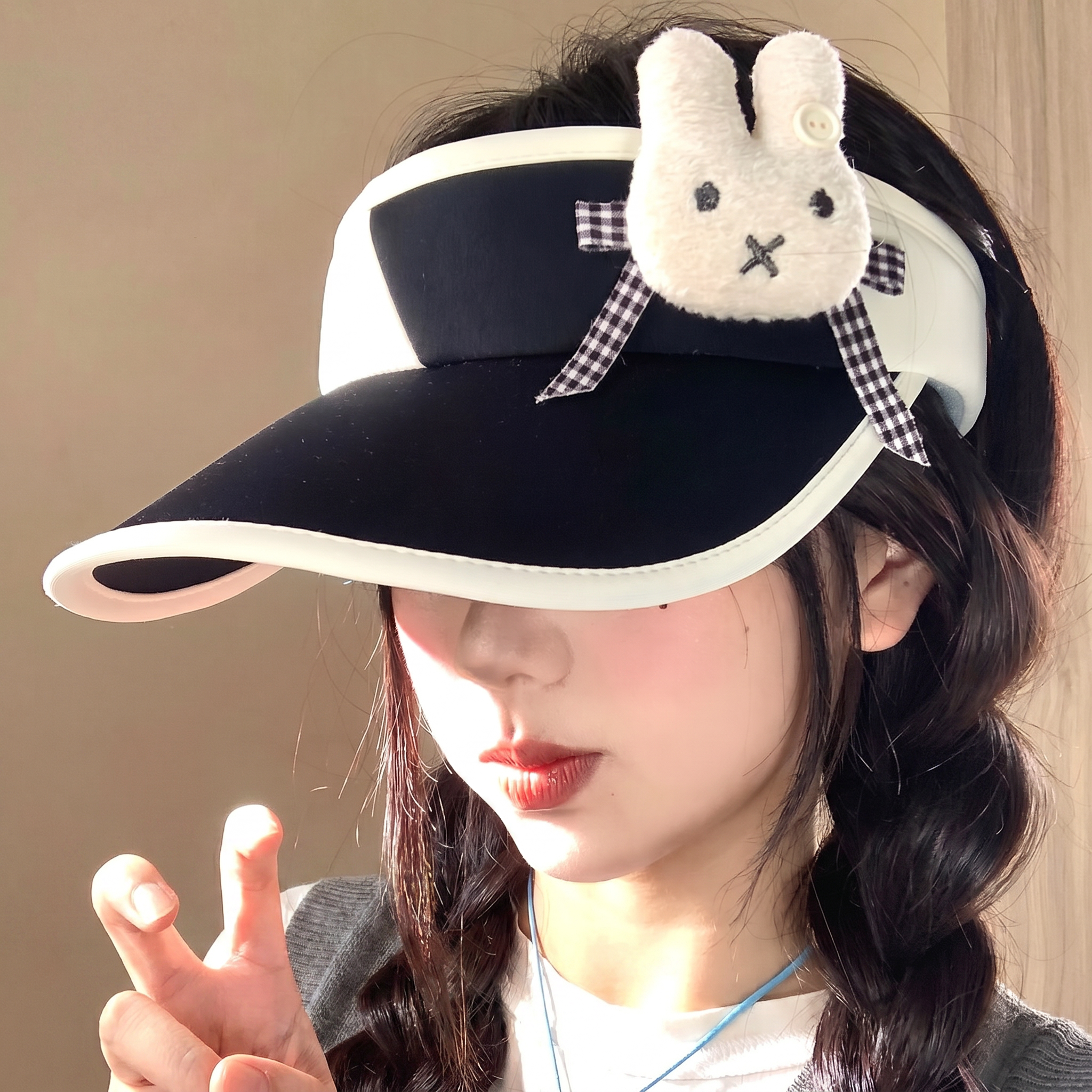 可爱米菲兔空顶防晒帽女夏季户外图片