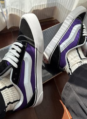 面包鞋knu skool低帮板鞋黑紫复古休闲鞋男女百搭情侣鞋