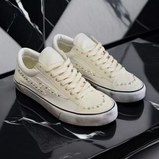 男女街头休闲板鞋 Premium Skool白色高阶线做旧珍珠脏脏鞋 Old