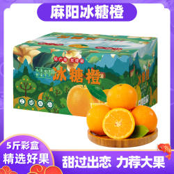 湖南麻阳冰糖橙彩盒5斤9斤当季礼盒新鲜水果手剥甜橙子批发脐包邮