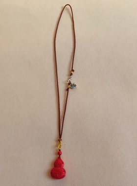 原创设计天然朱砂葫芦毛衣链中国风新年战袍